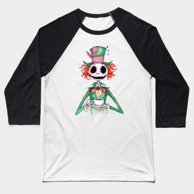 Skeleton Hatter Baseball T-Shirt by LVBart